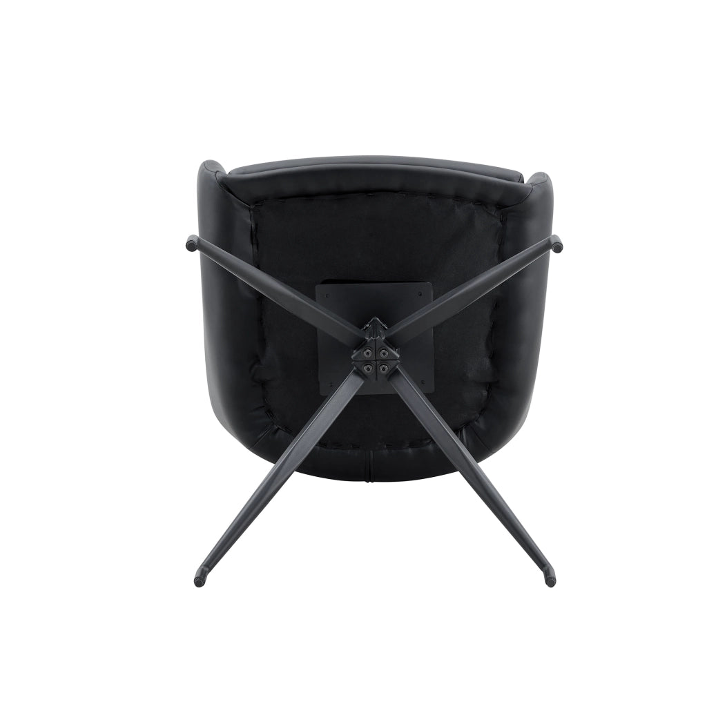 SEDIA Girevole 85 cm in PU Nero e Metallo Nero Set da 2 pezzi