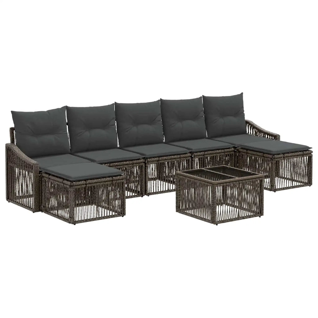 Set Divano da Giardino 8 pz Grigio polyrattan 3436094