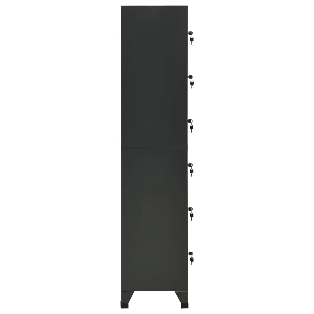 Armadio spogliatoio moderno con 6 ante chiudibili a chiave 38 x 40 x 180 cm in acciaio antracite 02_0047009