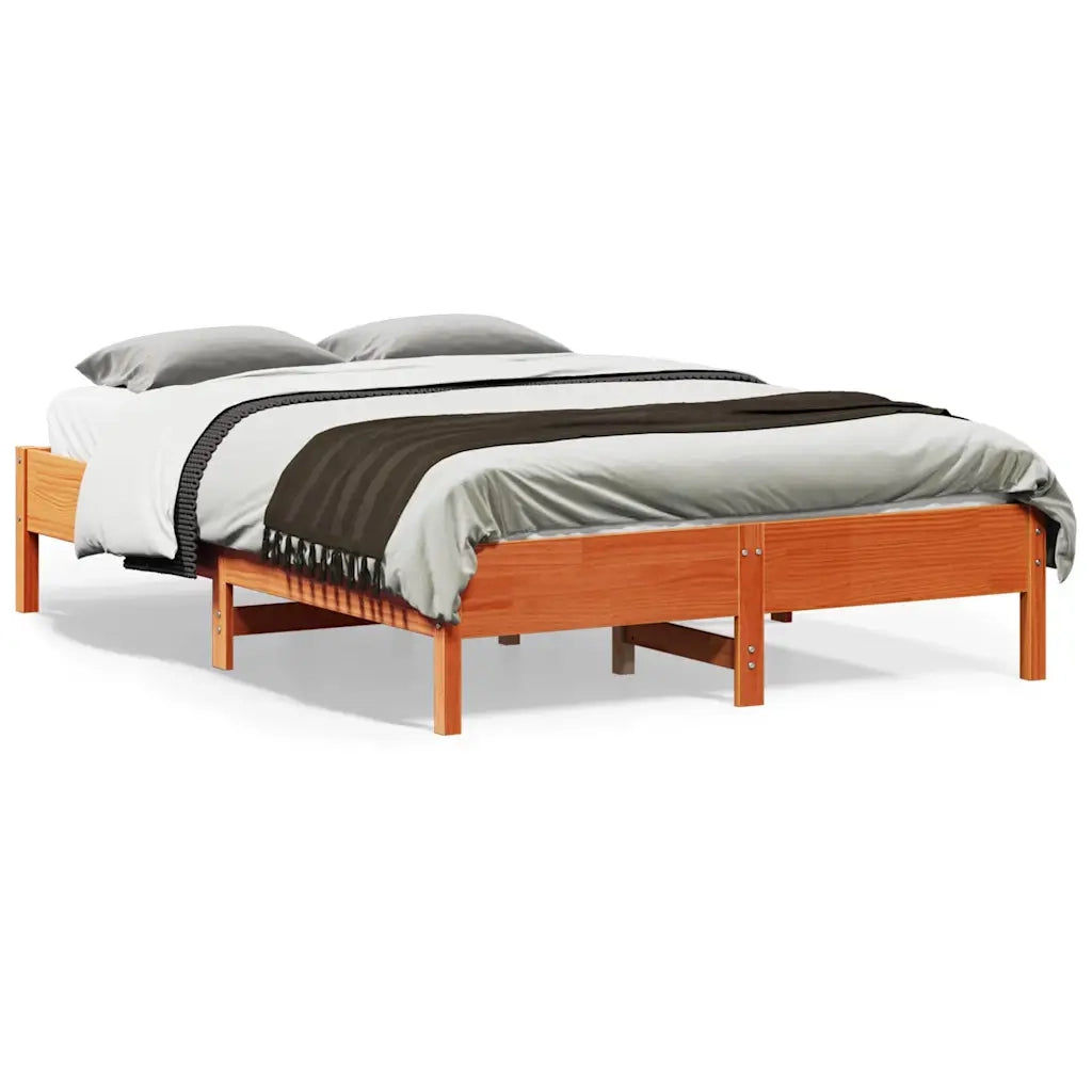 Letto senza Materasso-Struttura Letto Marrone Cera 120x190 cm in Legno di Pino 161116