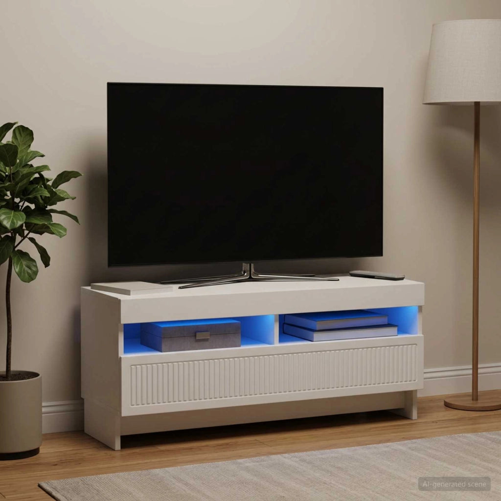 Mobile TV LED EDE 100 x 35 x 43 cm Bianco Legno ingegnerizzato 896105