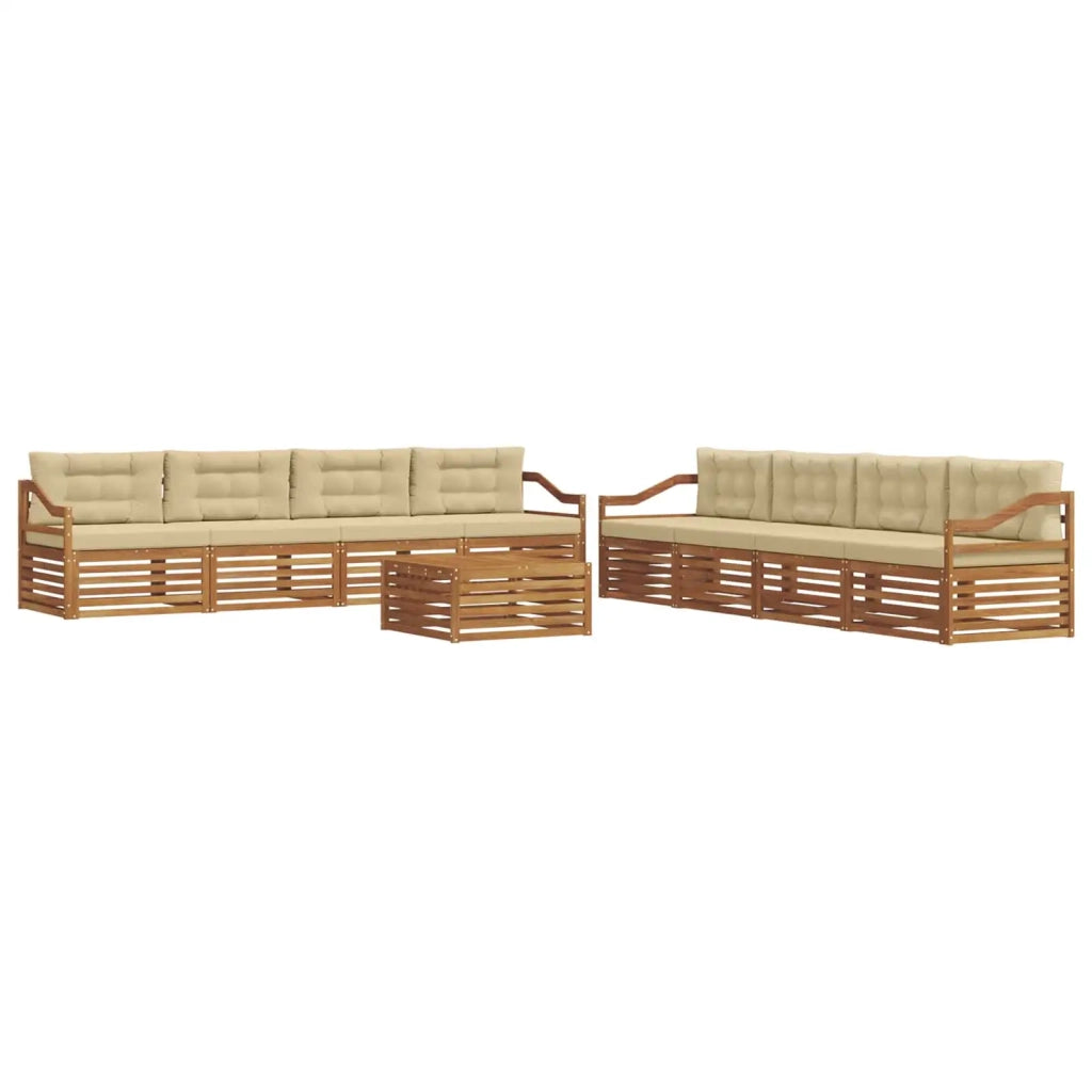 Set di divani da esterno 9 pz Naturale e Beige 3373238