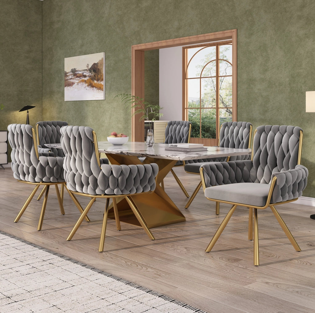 Sedia da sala da pranzo girevole 2 pezzi grigio in velluto con braccioli
