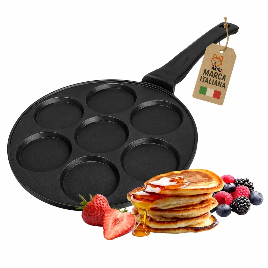 Akitaink Padella Pancake 26 cm 7 Stampi Antiaderente Induzione