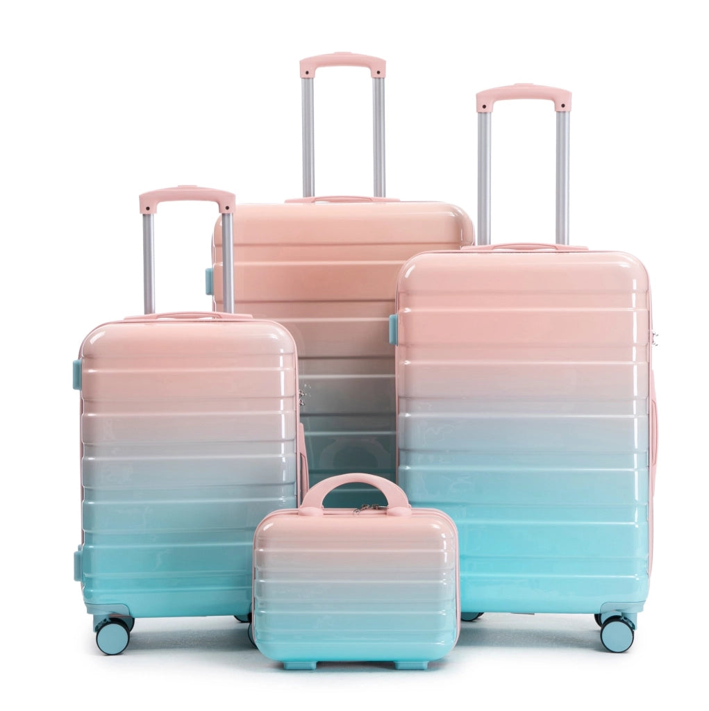 Set Valigie Rigide BEAUNIV 20", 24", 28" con Beauty Case 14" Rosa, 4 Pezzi, Spinner e Lucchetto a Combinazione