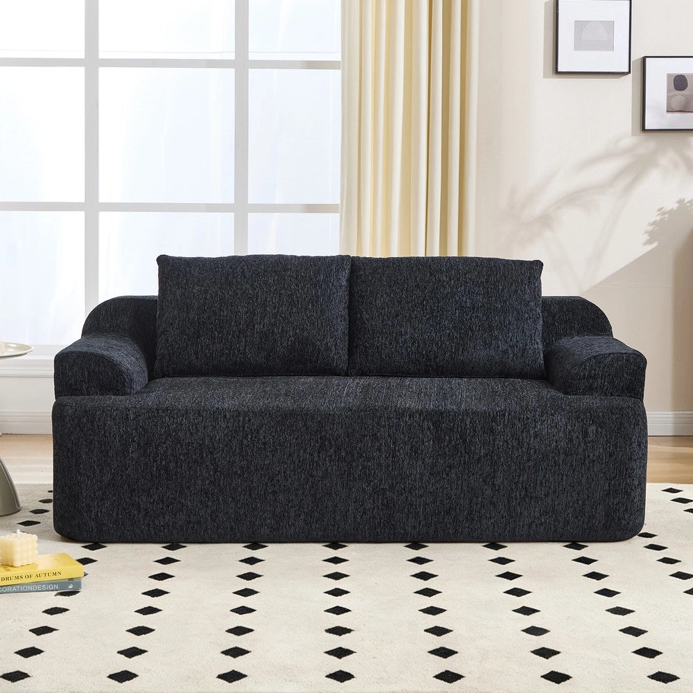 Divano 2 posti ¨C Minimal ¨C Nero tessuto con cuscini memory foam