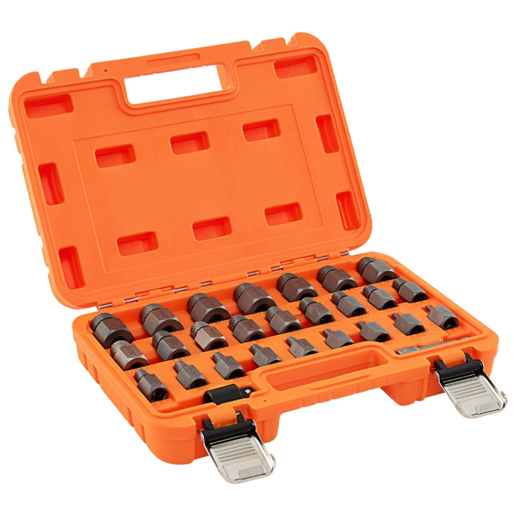 Set di estrattori per viti e steli strappati da 27 pezzi, Kit di rimozione bulloni con doppia testa e innesto Arancione