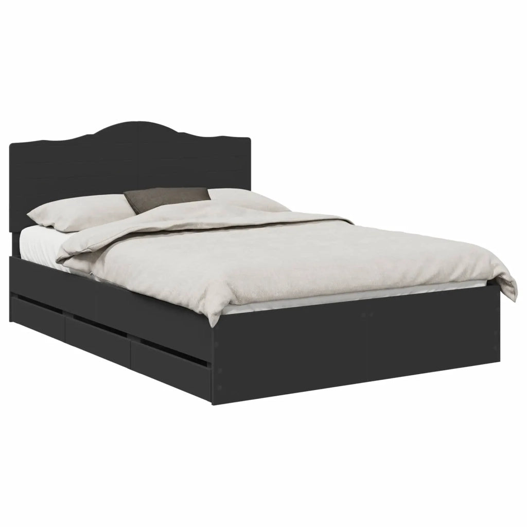 Letto matrimoniale | Letto per adulti | Struttura del letto Nero 150 x 200 cm Legno Ingegnerizzato
