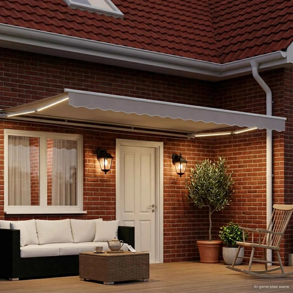 Cornice per Tenda Manuale con LED Bianco 5 × 3,5 m Alluminio 42024805