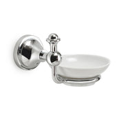 PORTA SAPONE DA PARETE IN ACCIAIO INOX E CERAMICA MODELLO NEVIS - DIM.  CM (LXPXH): 14,5X12,2X10,1  - CROMATO  - GDY