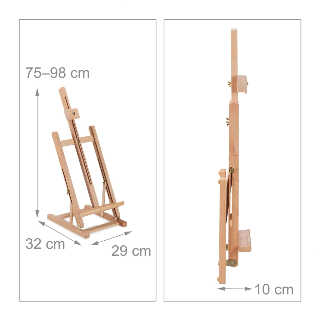 Cavalletto da tavolo regolabile per artisti e bambini 40 x 30 x 60 cm pieghevole in legno di faggio naturale 13_0010863