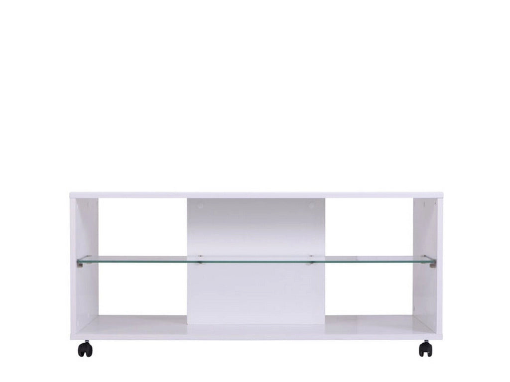 Giussano, Tavolino da Salotto 2 Vani, 101x60x45h cm Bianco