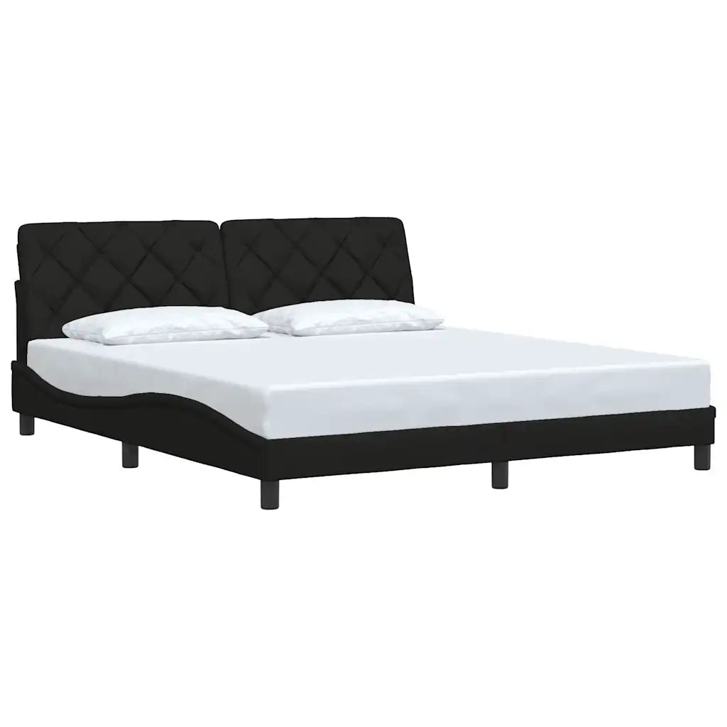 Letto matrimoniale | Letto per adulti | Giroletto senza Materasso Nero 180x200 cm in Tessuto
