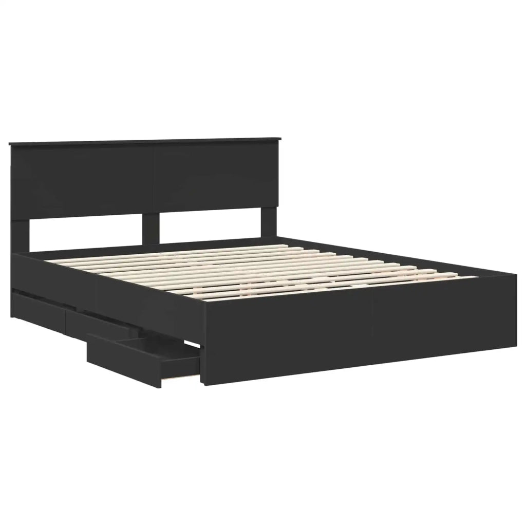 Letto matrimoniale | Letto per adulti | Struttura del letto Nero 160 x 200 cm Legno Ingegnerizzato