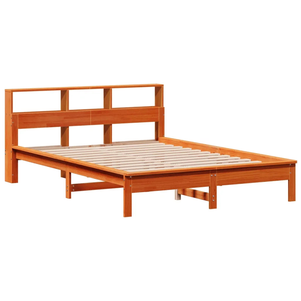 Letto senza Materasso-Struttura Letto Marrone Cera 135x190 cm in Legno di Pino 282641