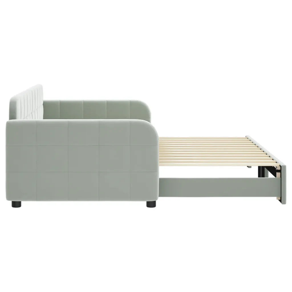 Divano Letto con Letto Estraibile Grigio Chiaro 90x200 Velluto 3196929