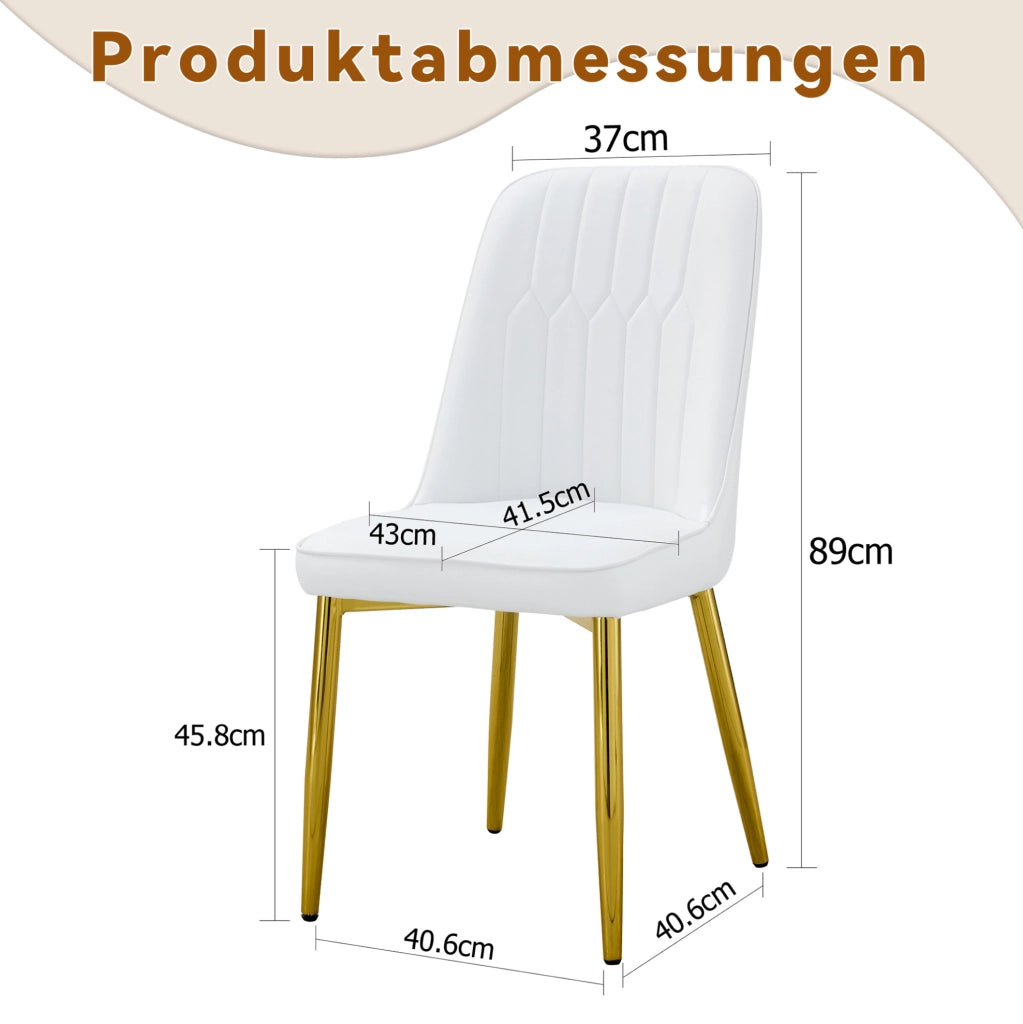 SEDIA da pranzo ergonomica 89 cm PU bianco oro