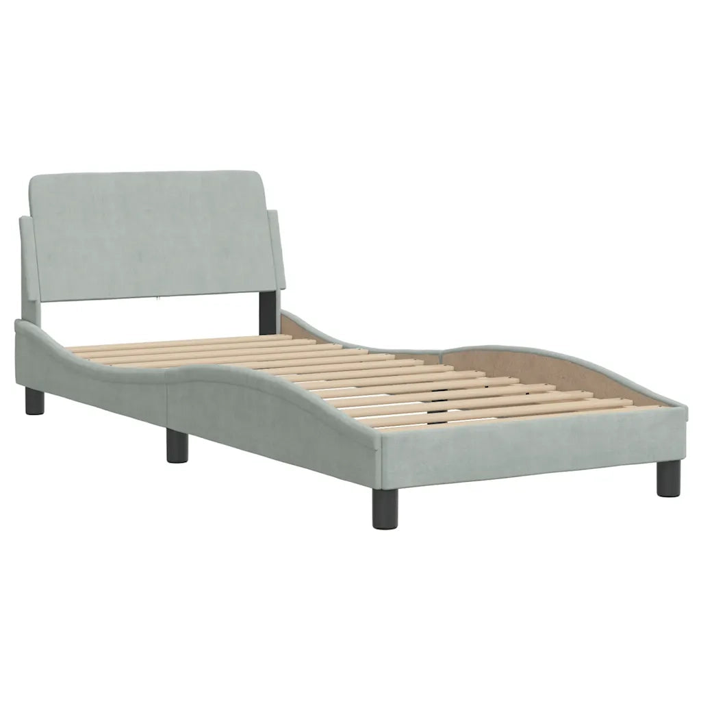 Giroletto-Struttura Letto Dover Grigio Chiaro 90x200 cm Velluto