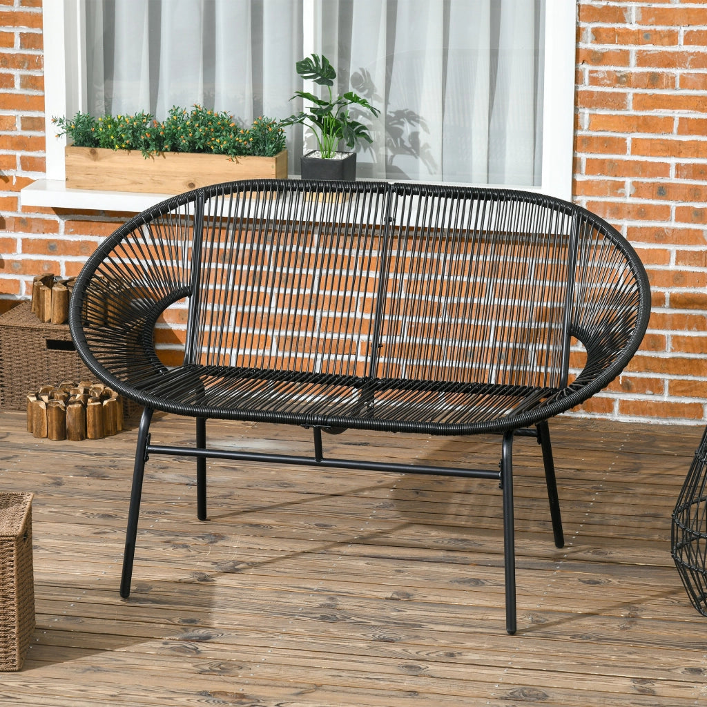 DIVANO DA ESTERNO 2 POSTI 132x72x83 cm Rattan Nero