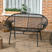 DIVANO DA ESTERNO 2 POSTI 132x72x83 cm Rattan Nero