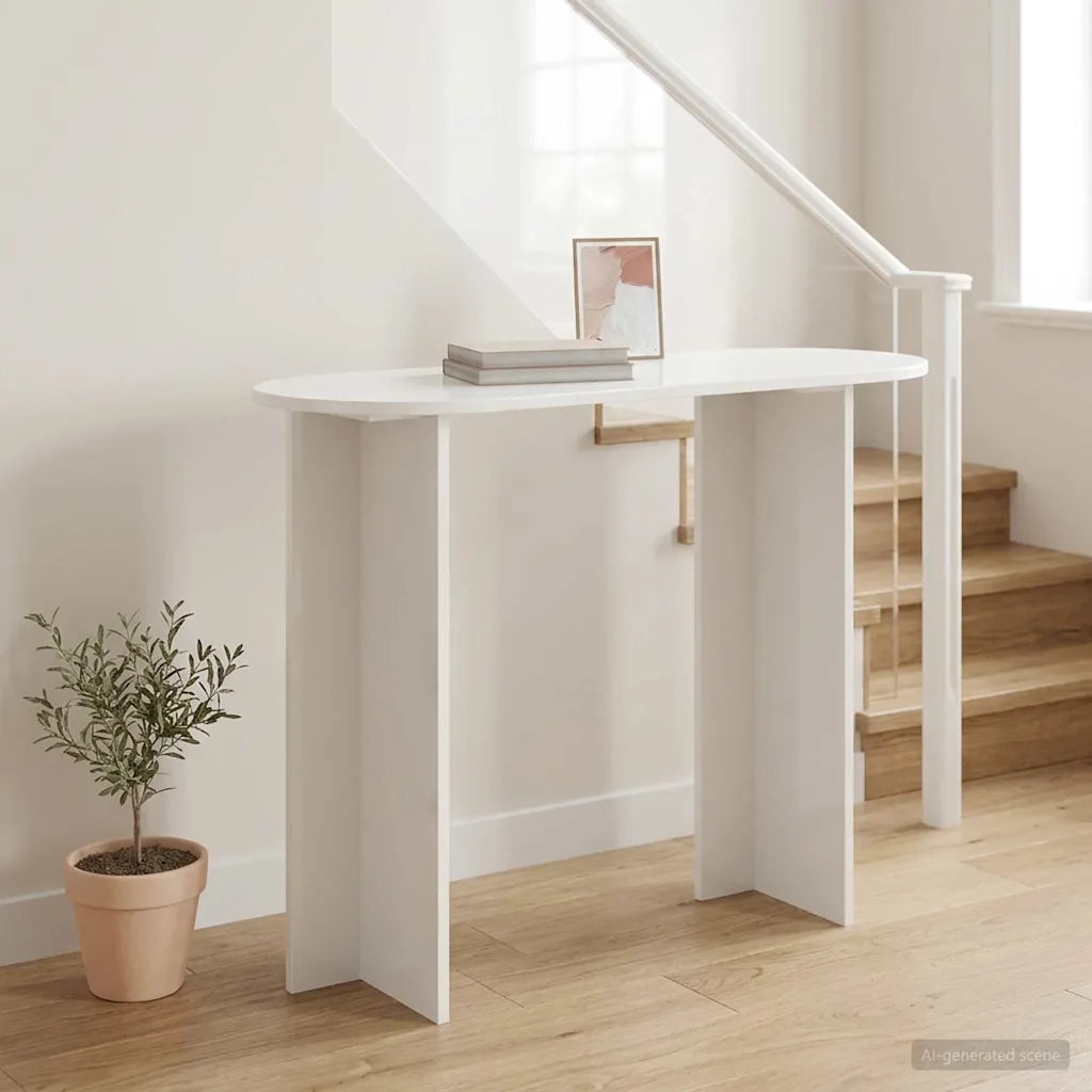 Tavolo Consolle | Tavolo d'Ingresso Bianco Lucido 100 x 39,5 x 75 cm