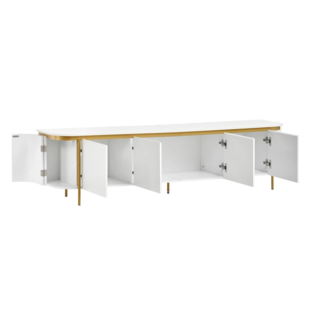Mobile TV 180 cm con sei ante, MDF, bianco