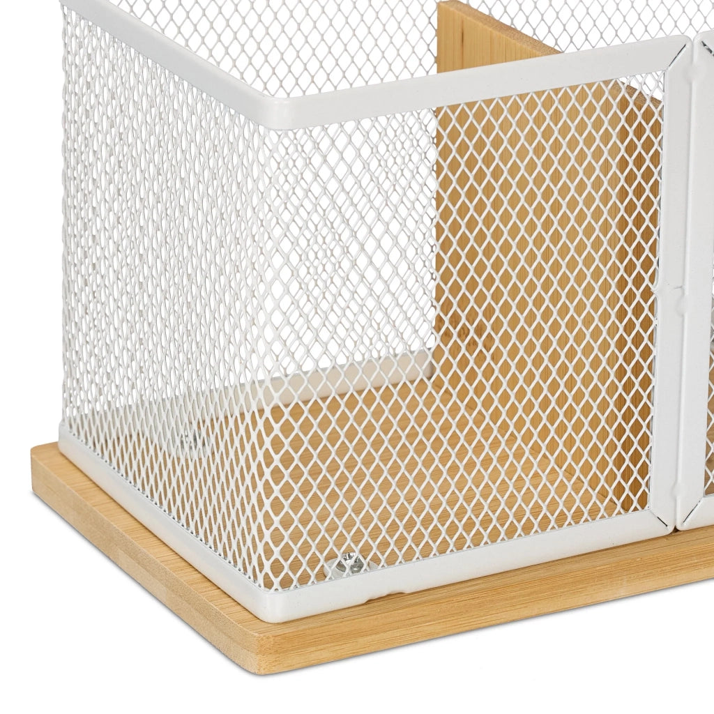 Set di 2 organizer da scrivania in ferro e bambù accessori pratici design moderno 30 x 10 x 10 cm in legno naturale 13_0015390