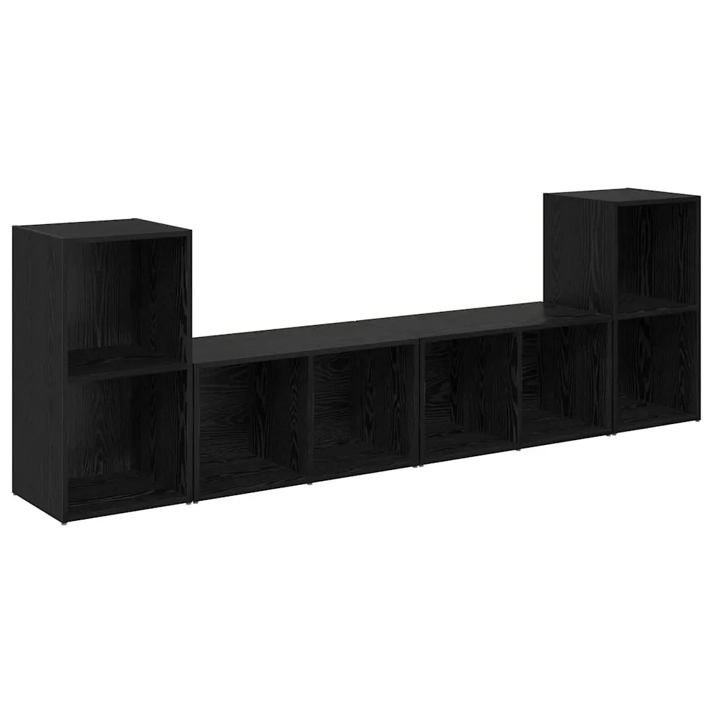 Set mobile TV 4 pz Rovere Nero Legno ingegnerizzato 3393529