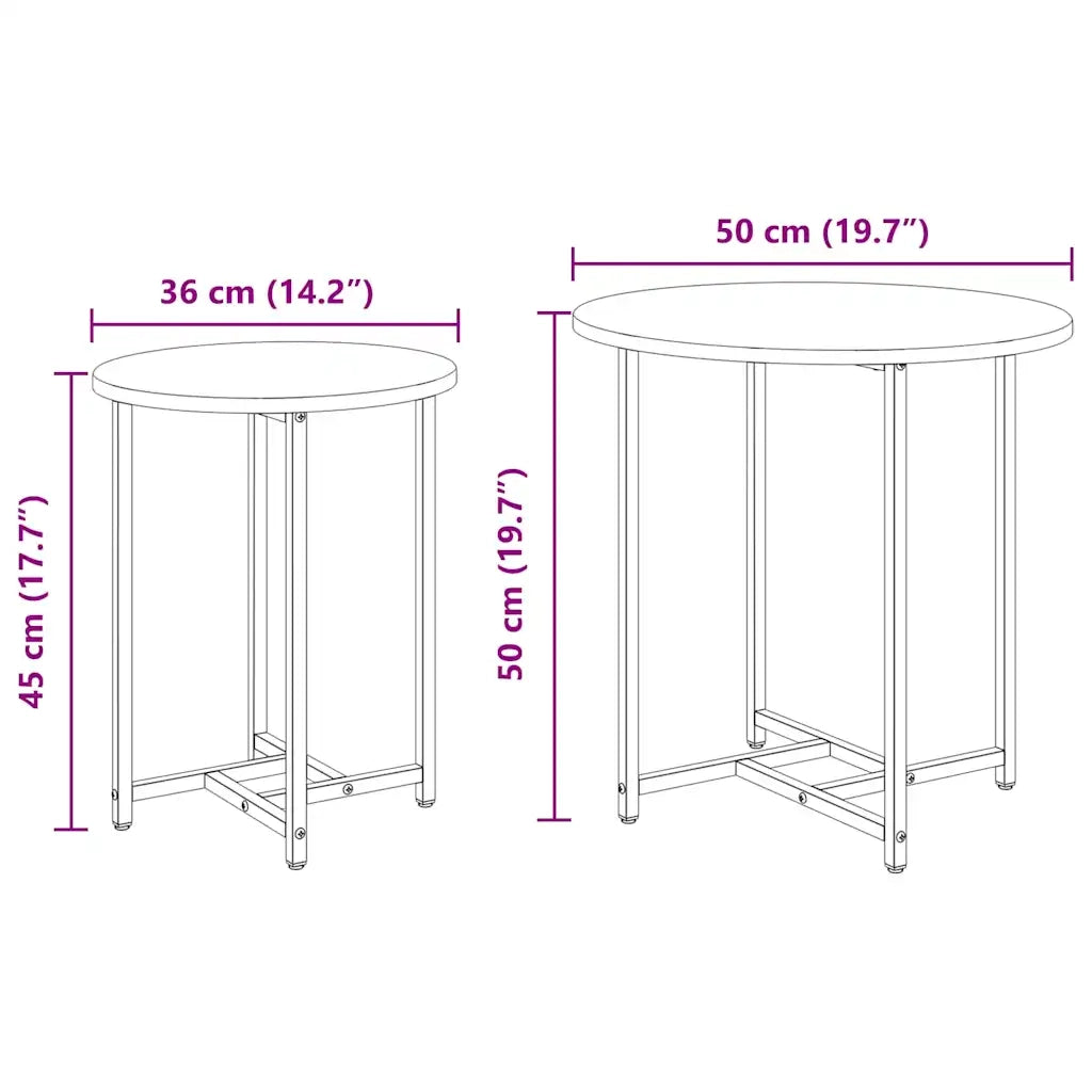 Set tavolini 2 pz | Tavolo laterale Grigio Sonoma e Nero