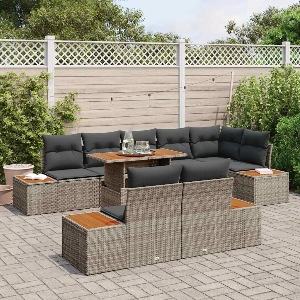 Set Divano da Giardino 9 pcs Grigio Poly Rattan 3358818