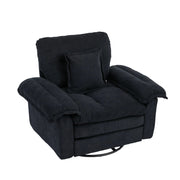 Poltrona girevole 360° con cuscino di supporto e base in metallo in tessuto nero