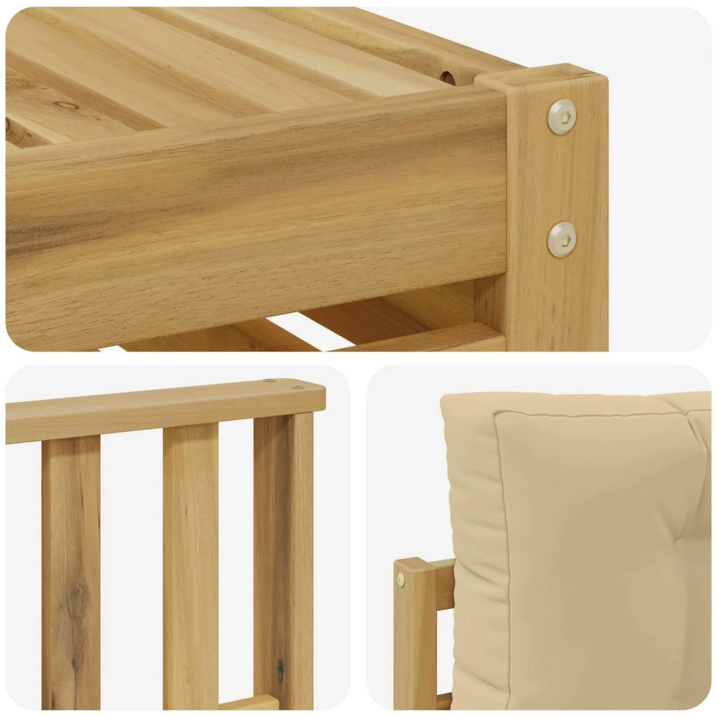 Set di divani da esterno 7 pz Bianco e Beige Poliestere 3390358