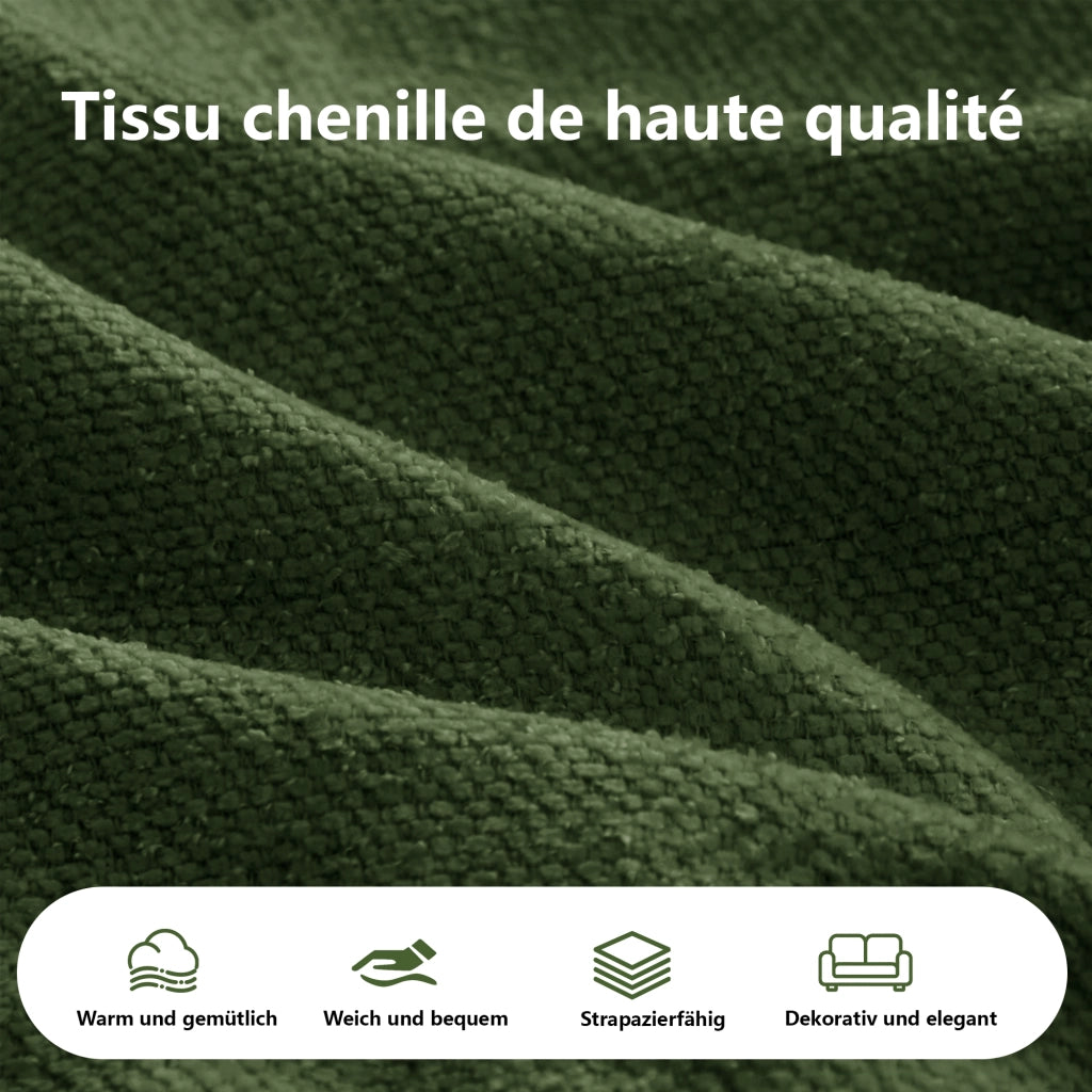 Divano Chaise Longue Doppio in Chenille con Cuscini ¨C MINIMAL ¨C Verde