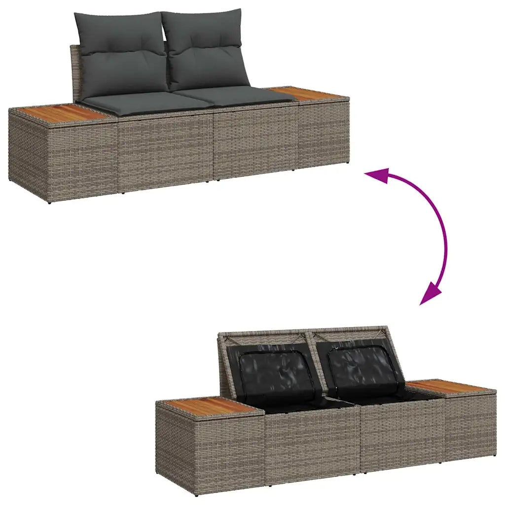Set Divano da Giardino con cuscino Grigio polyrattan 3360988