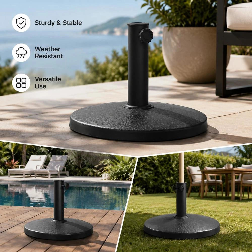 Parasol Base, Round, 10 Kg, Black, Polyresin