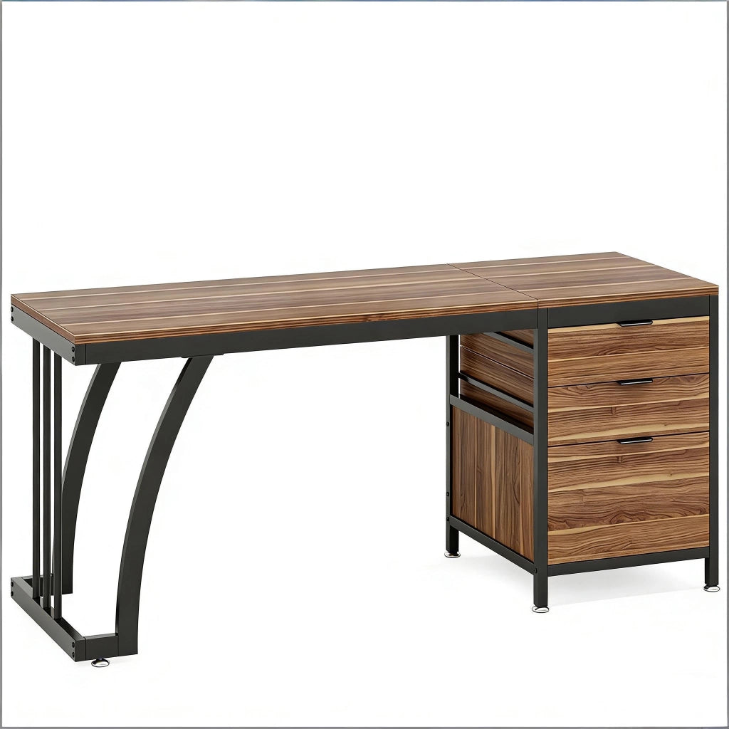 SCRIVANIA Computer 150x50x75 cm Noce Metallo e Legno