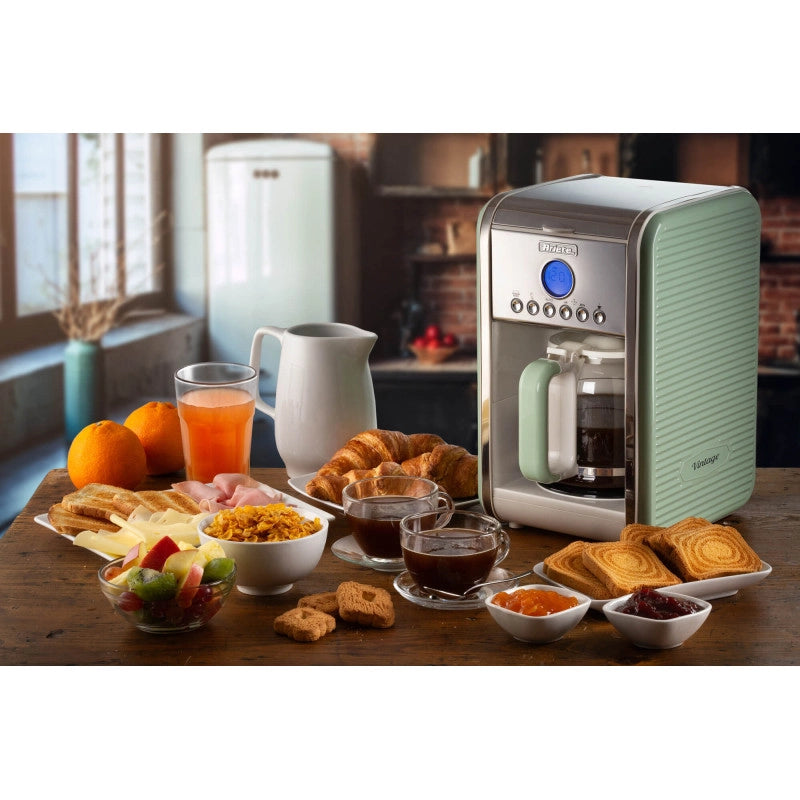 Macchina per caffè americano - 12 tazze - Caraffa in vetro - Programmazione 24h - Autospegnimento - 2000W - Verde