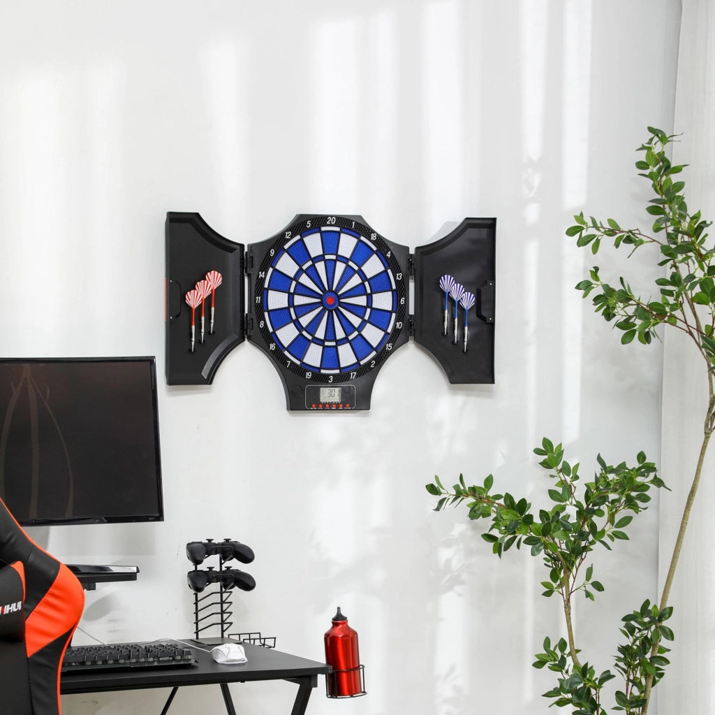 Bersaglio elettronico ULEVR con 31 giochi, LCD e ante protettive, fino a 8 giocatori, nero