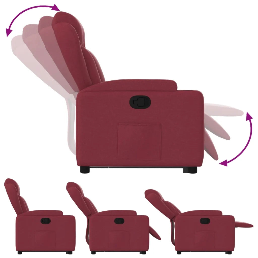 Poltrona Alzapersona Reclinabile Rosso Vino in Tessuto 3204485