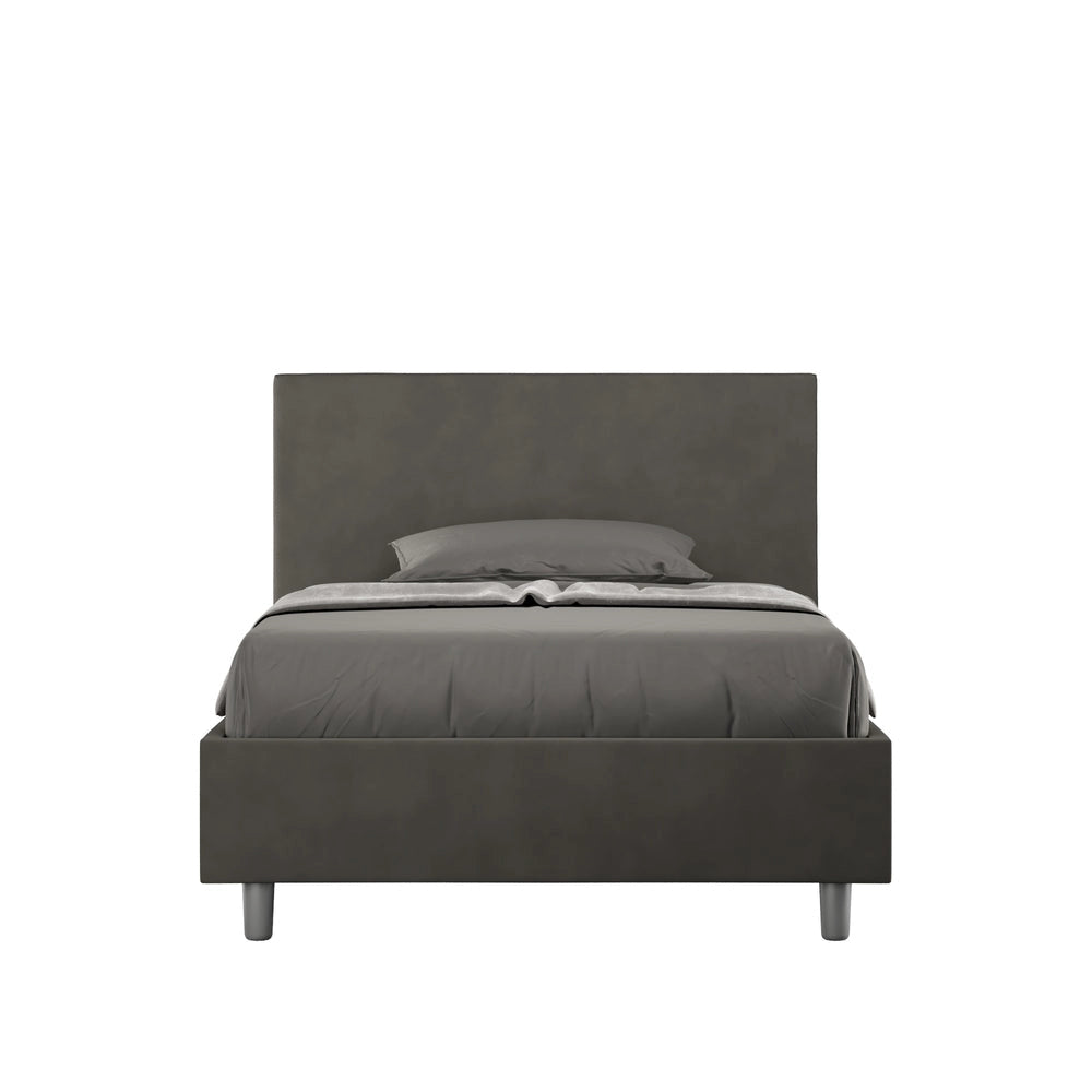 Letto 1 Piazza e Mezzo 110x190 cm con Rete e Contenitore Adele Grigio