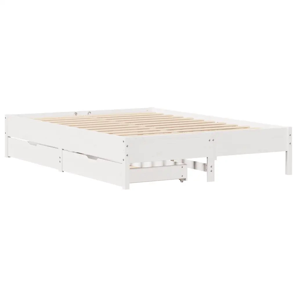 Letto senza Materasso-Struttura Letto Bianco 150x200 cm Legno Massello di Pino 270740