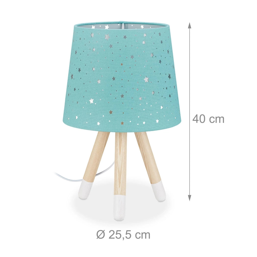Lampada da tavolo rotonda per cameretta dei bambini 40 x 25,5 cm illuminazione soffusa atmosfera stellata in tessuto blu 13_0006493