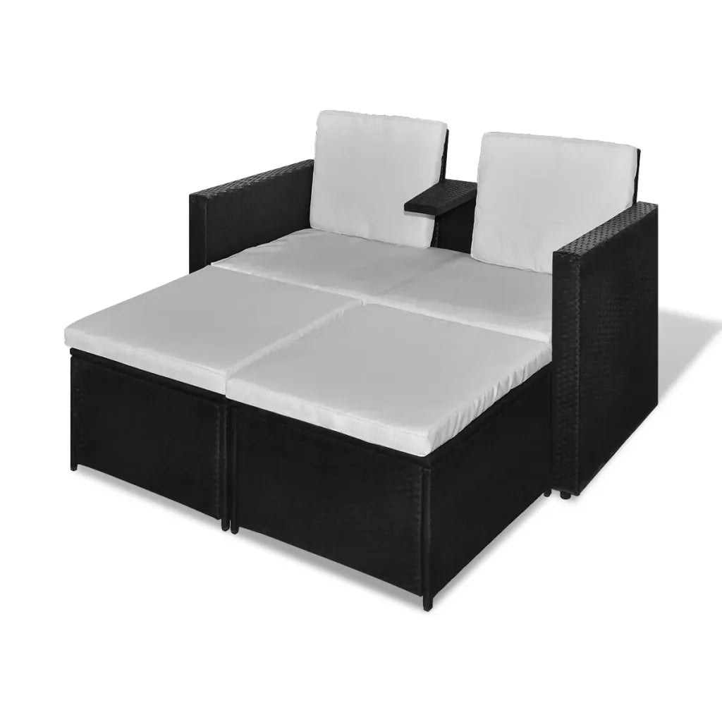 Set Divani da Giardino 4 pz con Cuscini in Polyrattan Nero 40737