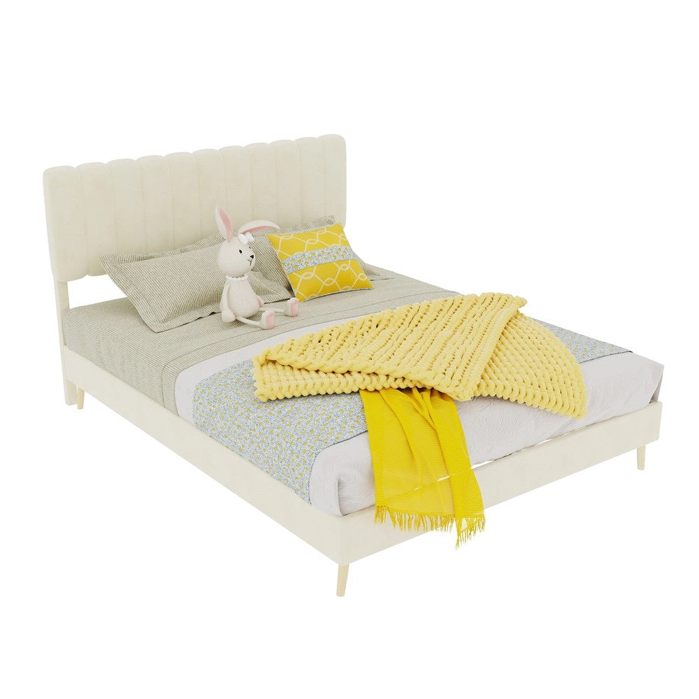 Letto imbottito con testiera e materasso ¨C Minimal ¨C beige 140x200cm