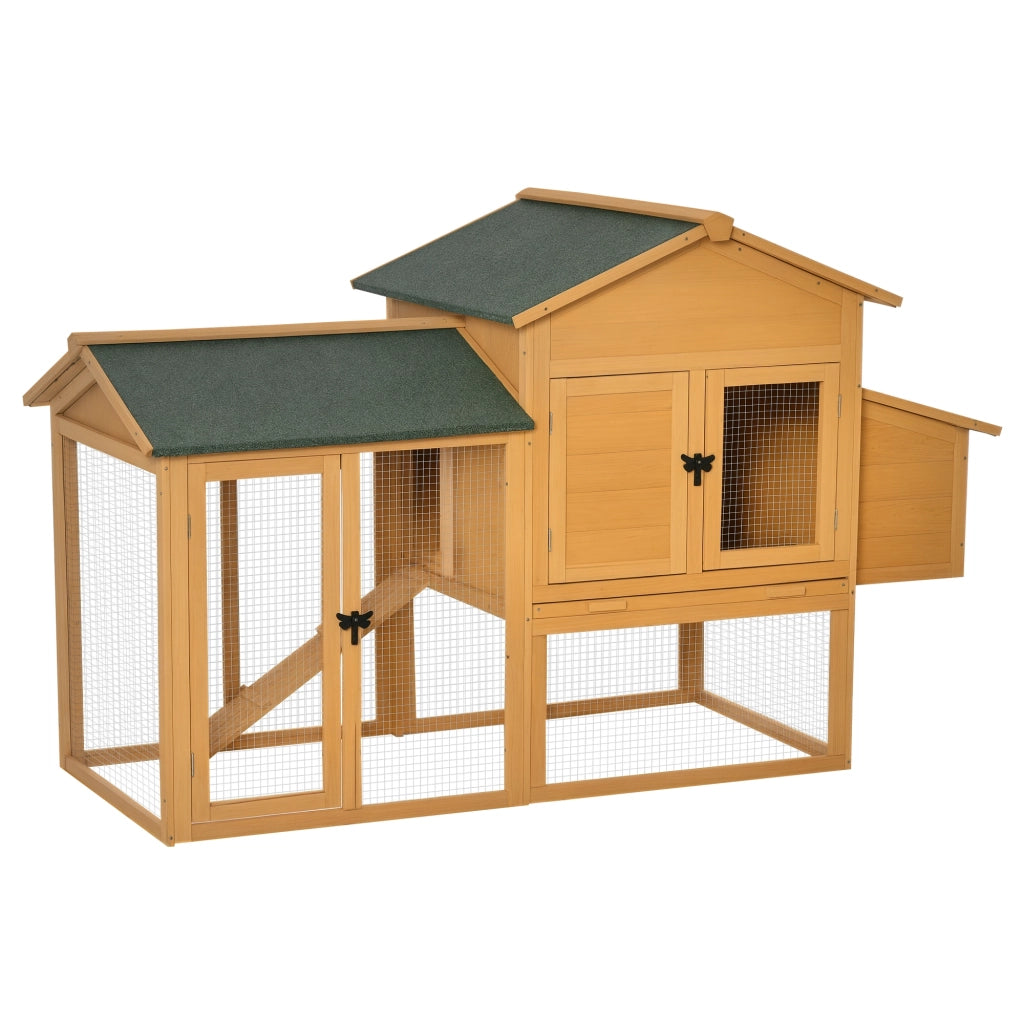 Pollaietto per galline nane con recinto e incubatrice ¨C Minimal ¨C Legno di abete, tetto in asfalto, giallo+verde