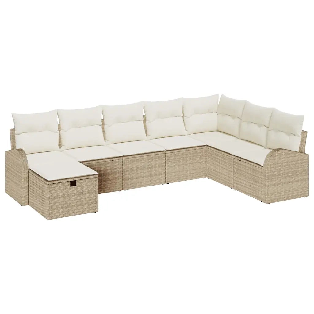 Set di divani con cuscino beige e panna polyrattan