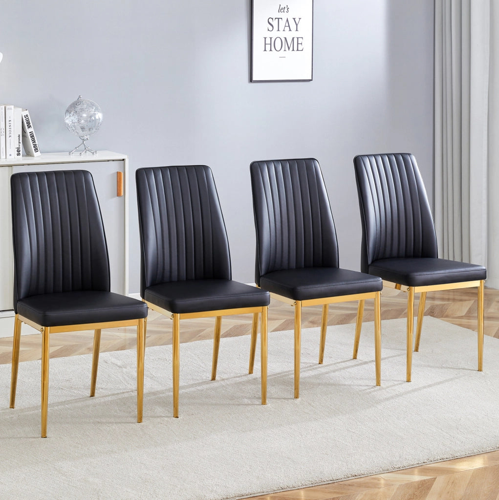 SEDIA Set da 4 pezzi 80x50x46,5 cm PU Nero/Oro