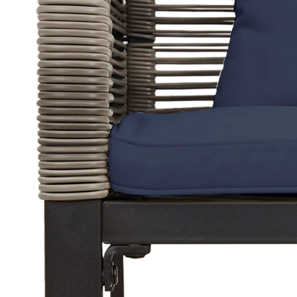 Set di Mobili da esterno | Set Salotto da Giardino Grigio e Blu Navy polyrattan