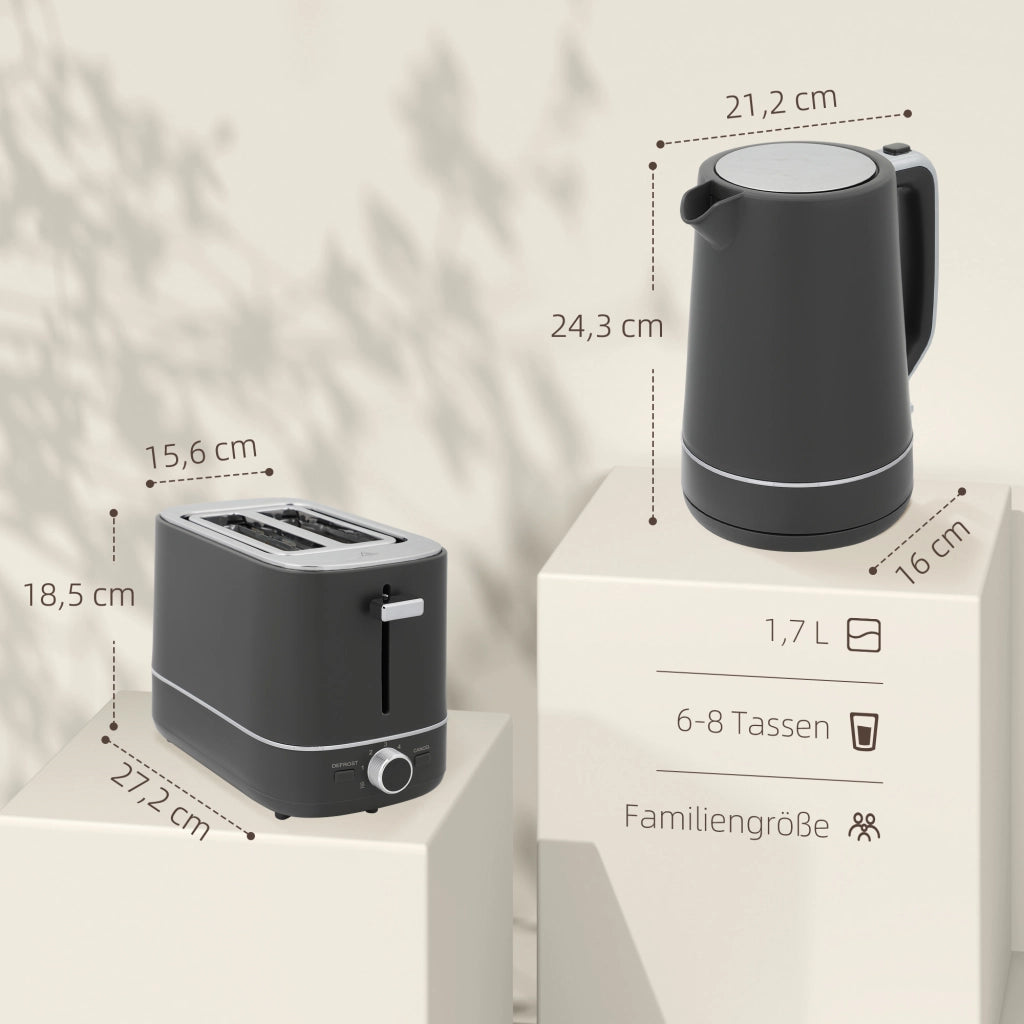 Set Bollitore e Tostapane ¨C Xylo ¨C 1,7L, 6 Livelli di Tostatura, Grigio
