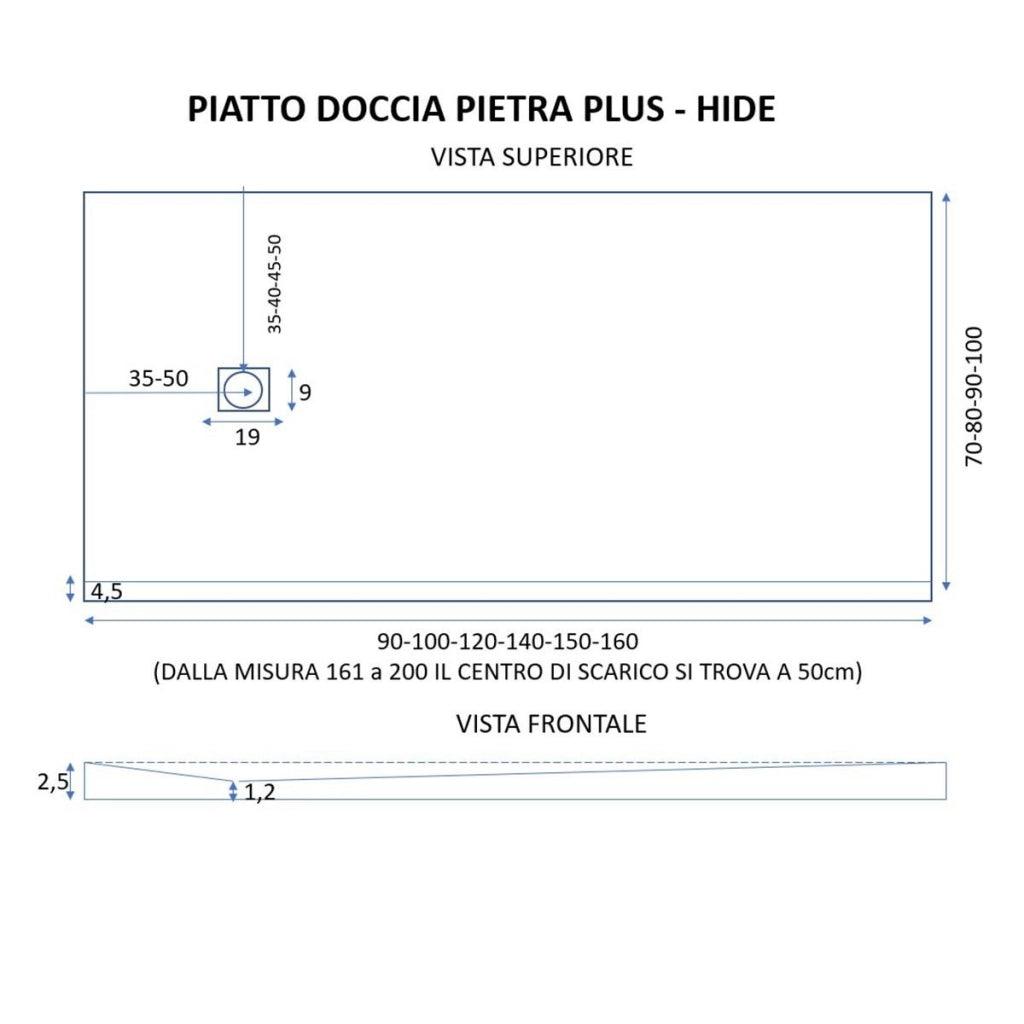Piatto Doccia in Pietra 90x170 cm Bonussi Canton Crema